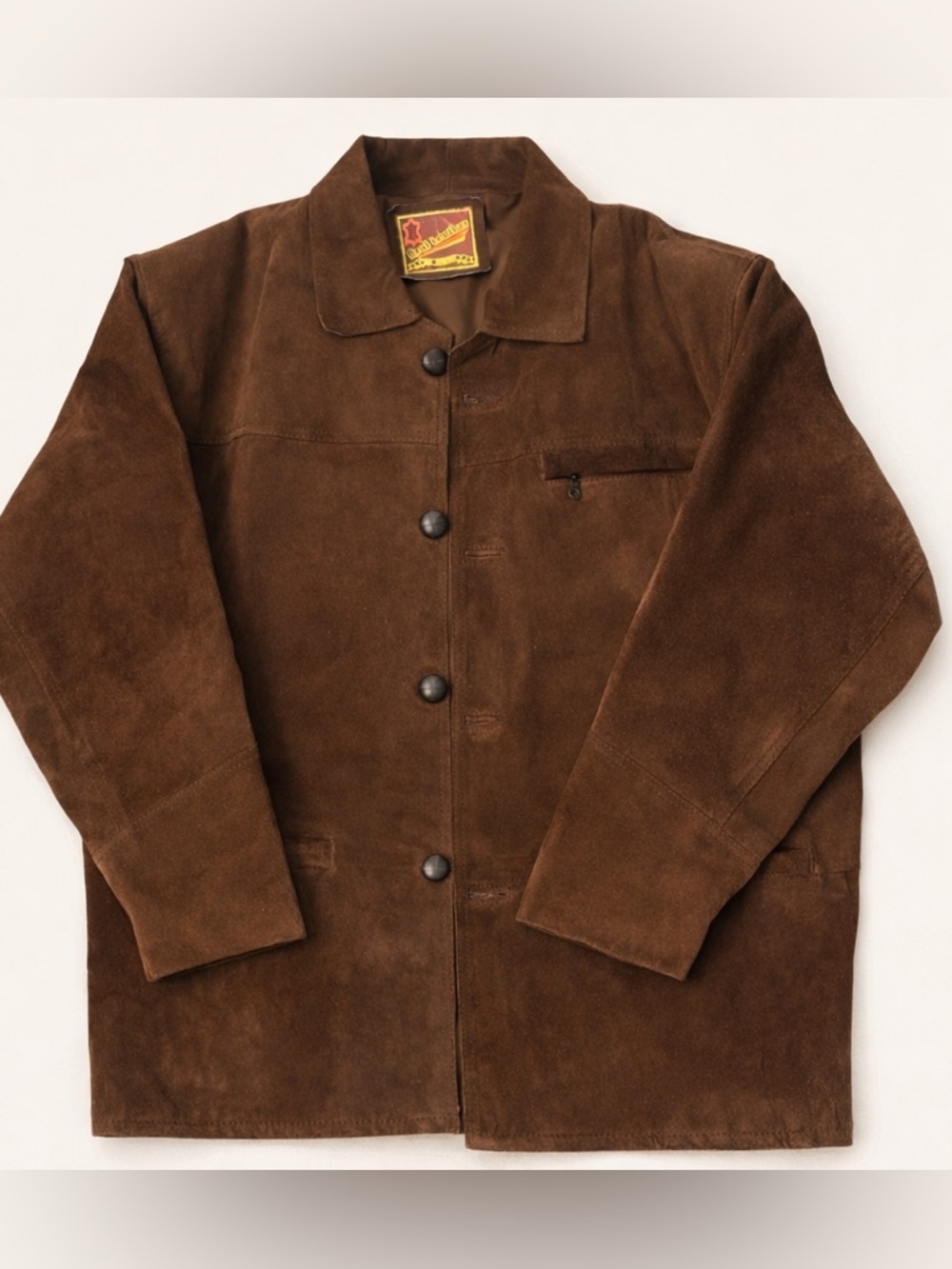 Vintage Brown Suede Leather Jacket XL XXL Handmade Afghan Coat
